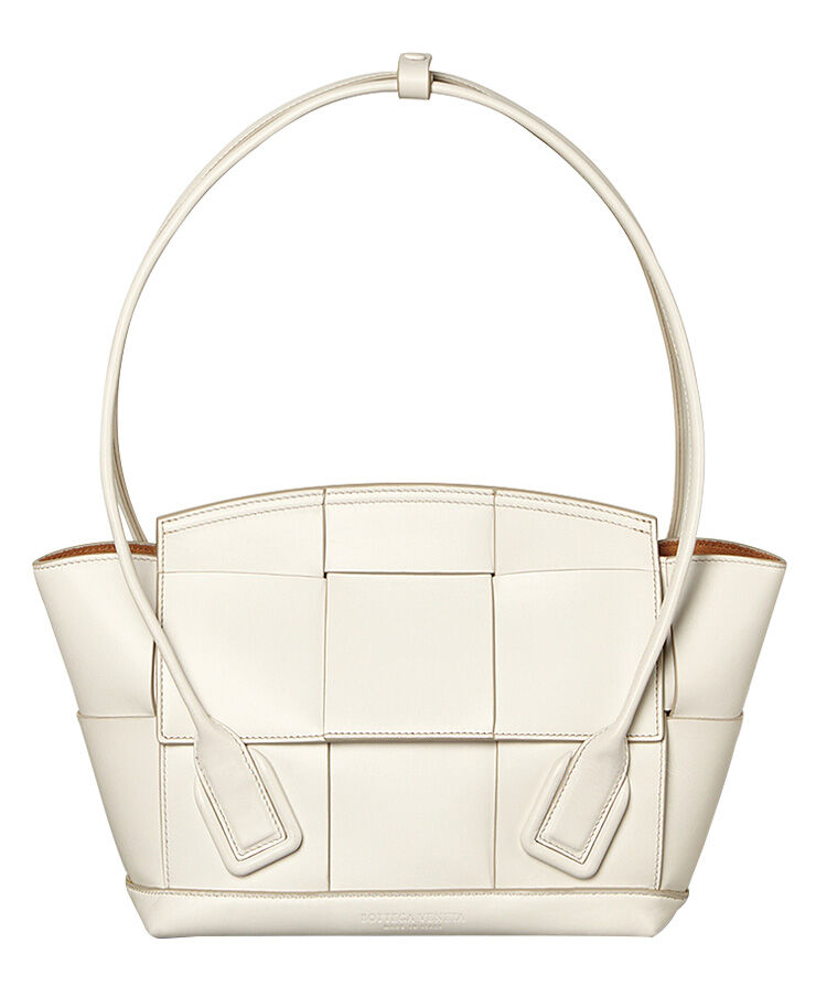 Bottega Veneta Small Arco Leather Top Handle Bag Cream